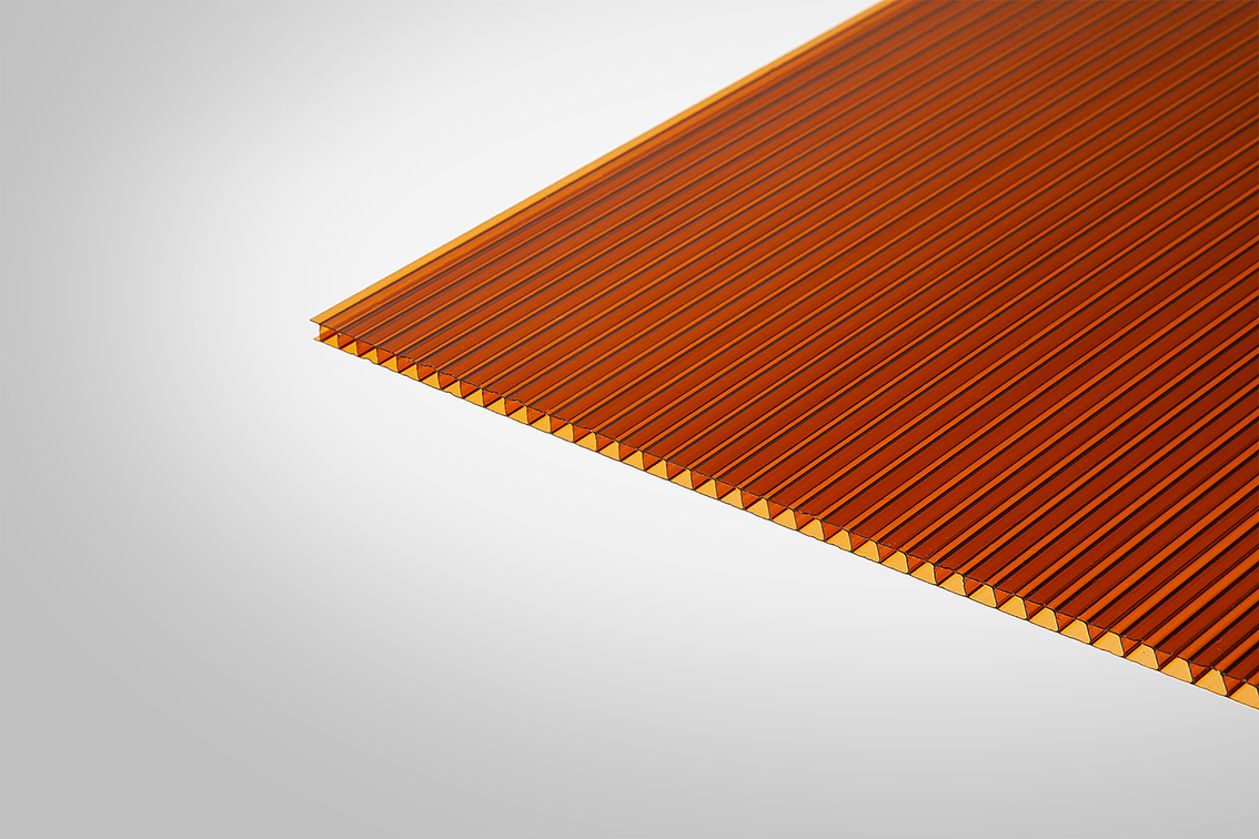 Сотовый поликарбонат Полигаль 8,0 мм 2100x12000 мм янтарный 25% ГОСТ